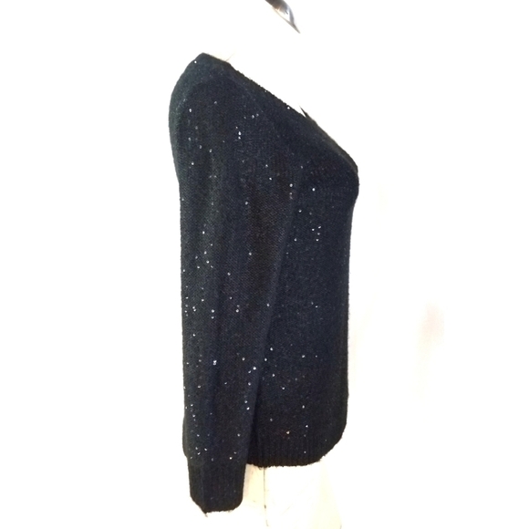 Anne Klein Size XS Black Sequin Sweater - Picture 4 of 6